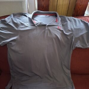 Under Armour Men's Polo Shirt in Gray with Red Accents